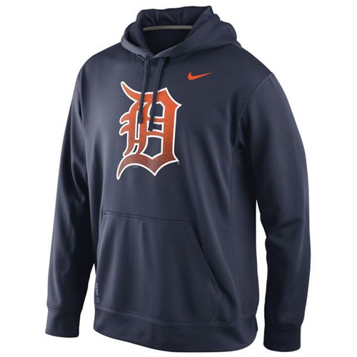 Detroit Tigers Nike Logo Performance Navy Blue MLB Hoodie - Click Image to Close